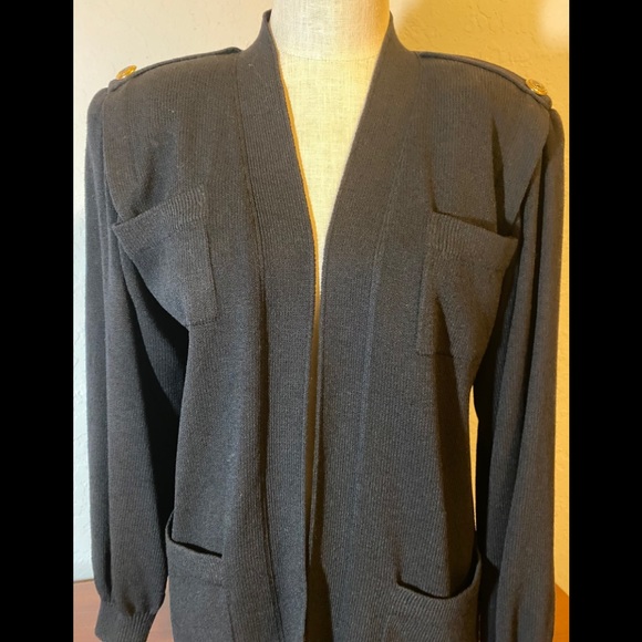 St John Black Knit Jacket Stylist Wide Shoulders - Picture 5 of 11